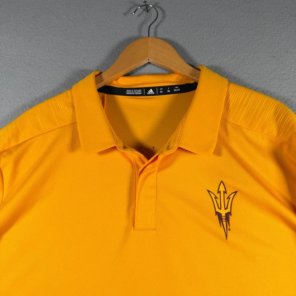 Adidas Arizona State Sun Devils Mens 2XL Gold Performance Polo Shirt DH4645